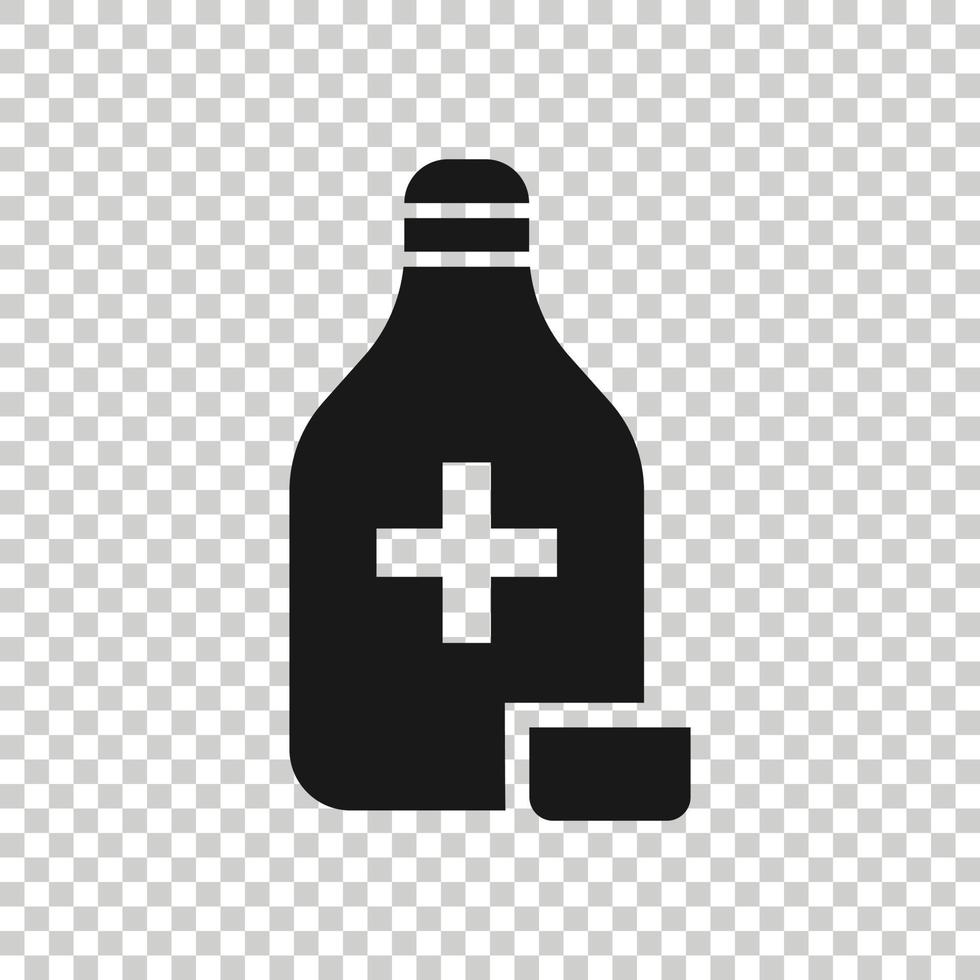 pillola bottiglia icona nel piatto stile. farmaci vettore illustrazione su bianca isolato sfondo. farmacia attività commerciale concetto.