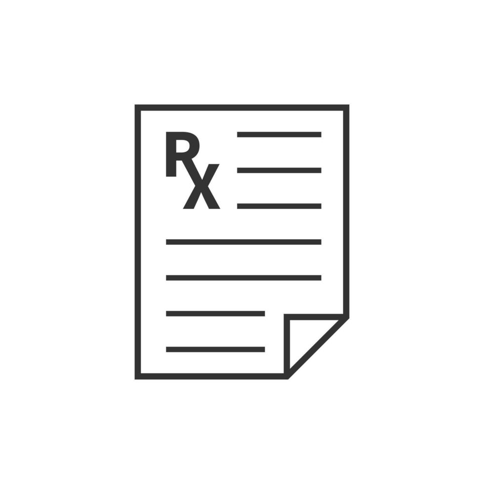 prescrizione icona nel piatto stile. rx documento vettore illustrazione su bianca isolato sfondo. carta attività commerciale concetto.