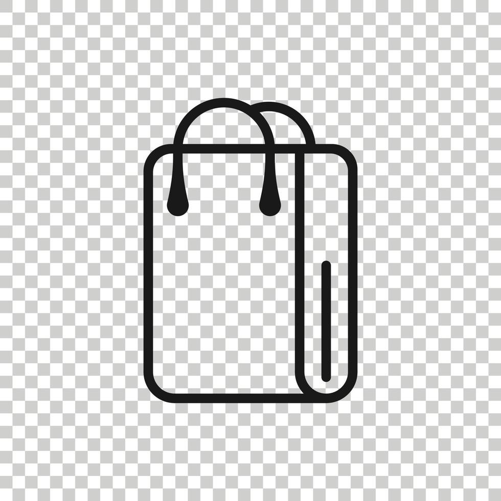 icona della borsa della spesa in stile piatto. borsa segno illustrazione vettoriale su sfondo bianco isolato. concetto di business del pacchetto.
