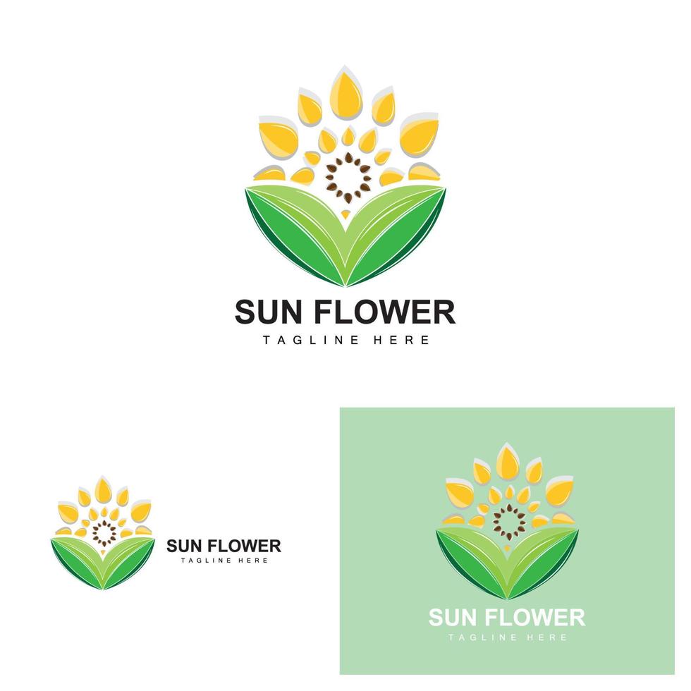 girasole logo disegno, ornamentale pianta giardino pianta icona vettore, azienda Prodotto marca vettore