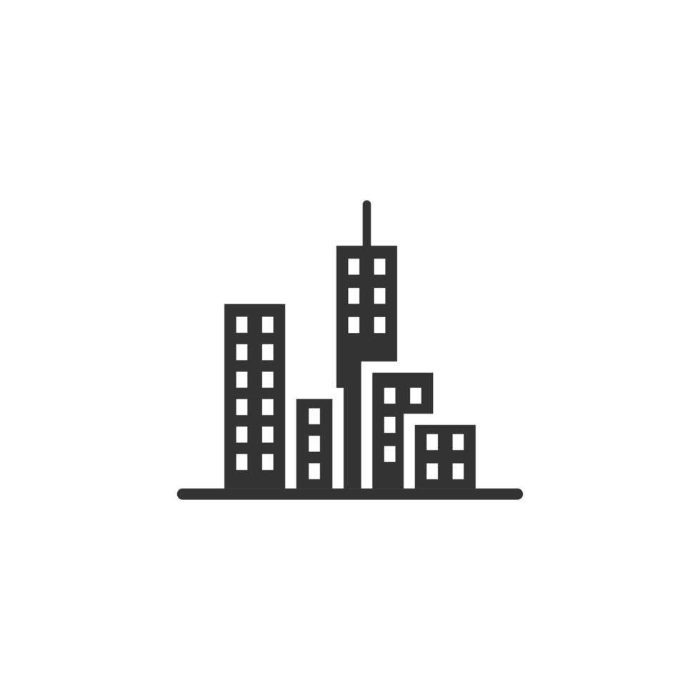 edificio icona nel piatto stile. cittadina grattacielo appartamento vettore illustrazione su bianca isolato sfondo. città Torre attività commerciale concetto.