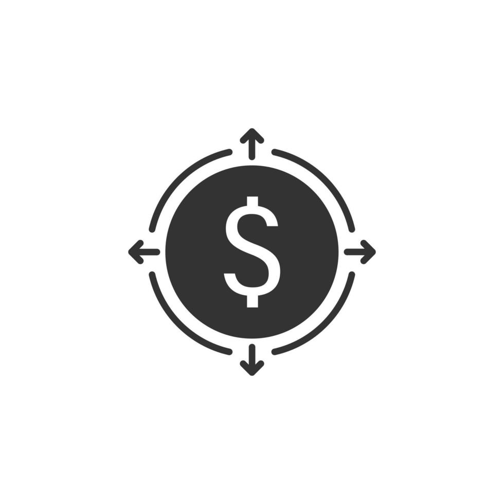 i soldi reddito icona nel piatto stile. dollaro moneta vettore illustrazione su bianca isolato sfondo. finanza struttura attività commerciale concetto.
