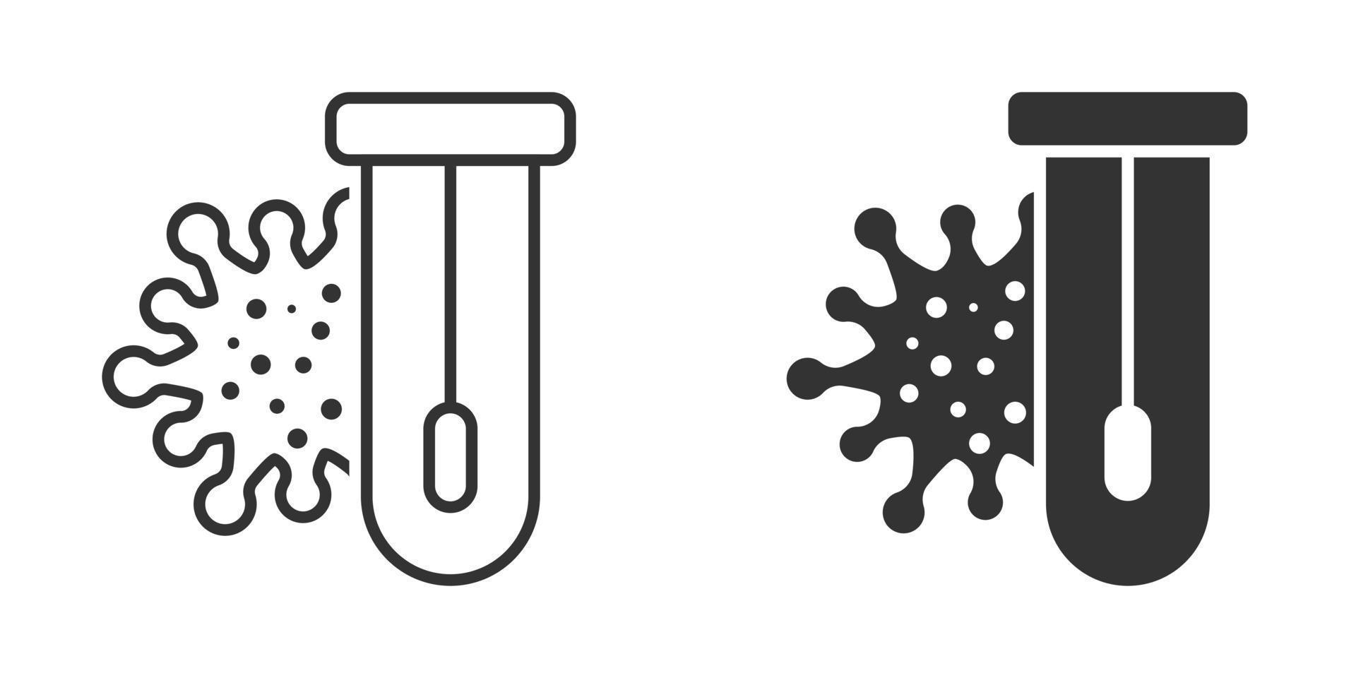 coronavirus test icona nel piatto stile. covid-19 vettore illustrazione su isolato sfondo. medico diagnostico cartello attività commerciale concetto.