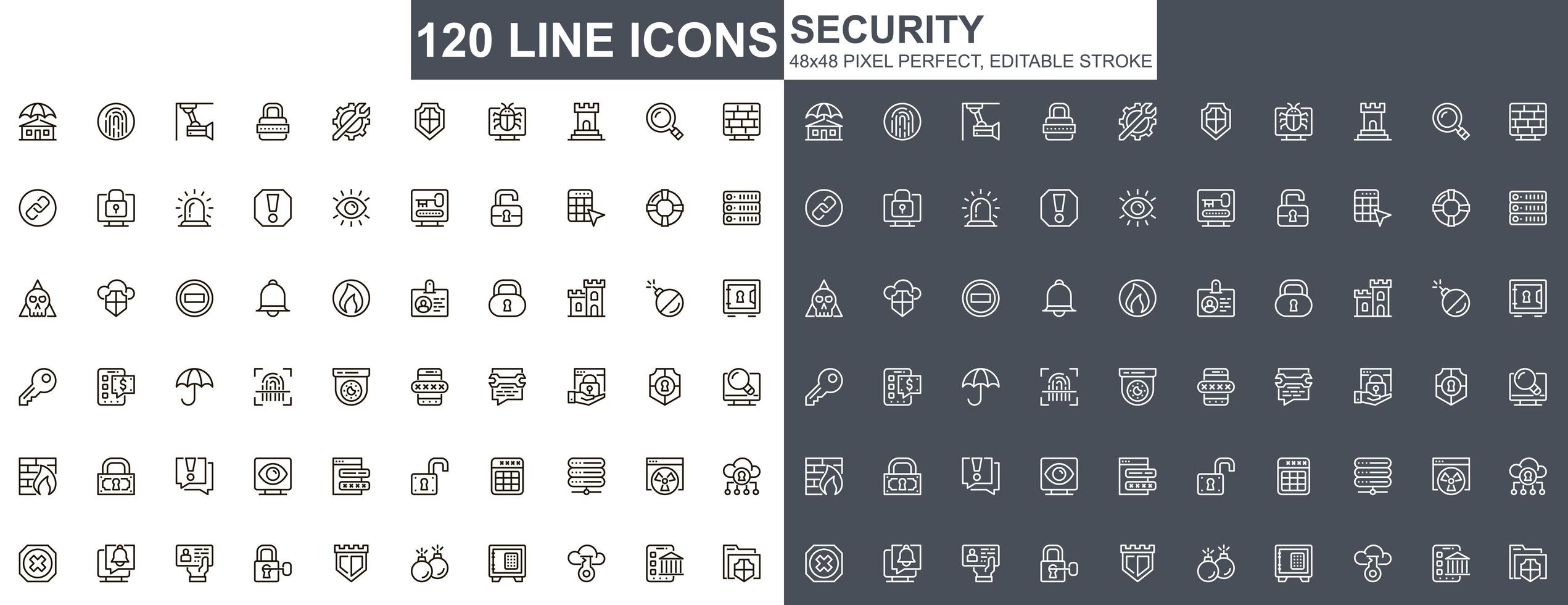 set di icone di sottile linea di sicurezza vettore