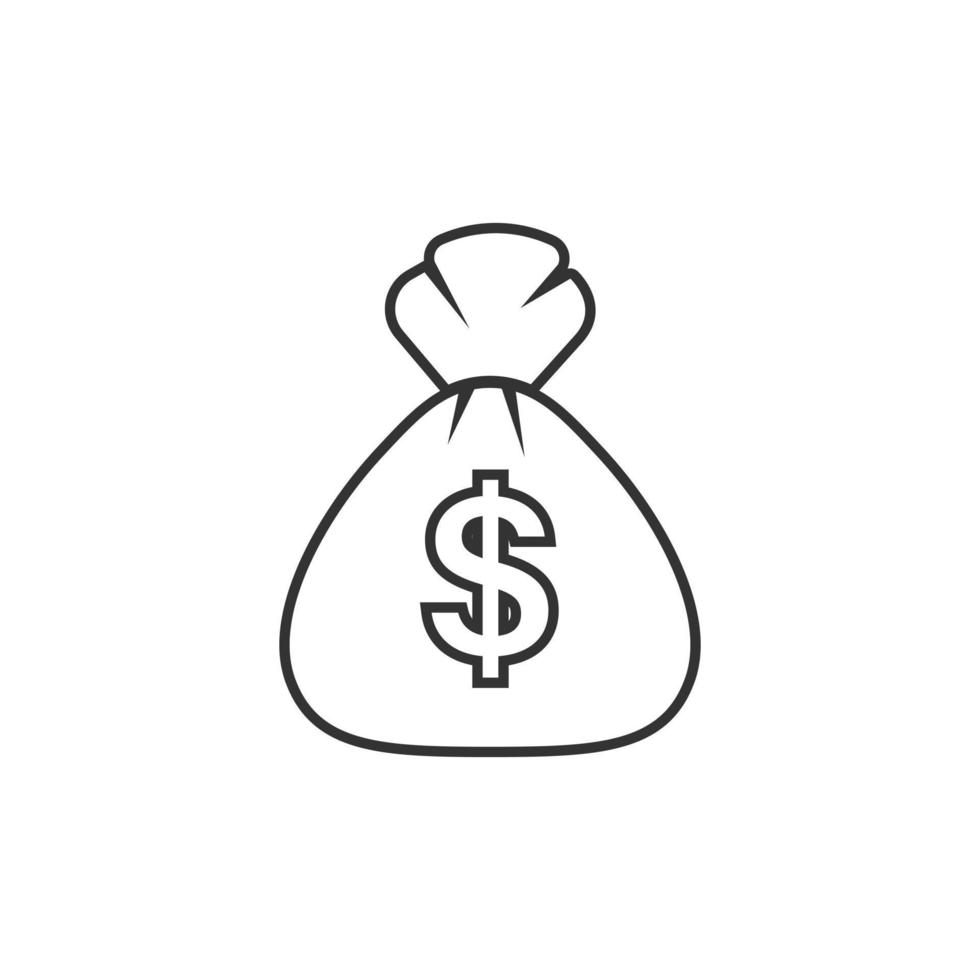 i soldi Borsa icona nel piatto stile. portafoglio vettore illustrazione su isolato sfondo. moneta sacco cartello attività commerciale concetto.