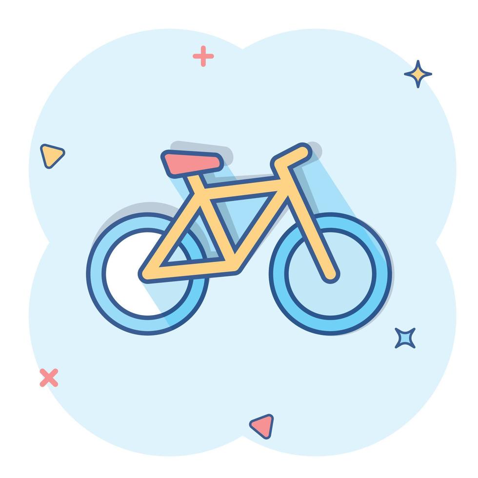 cartone animato bicicletta icona nel comico stile. bicicletta cartello illustrazione pittogramma. veicolo attività commerciale concetto. vettore