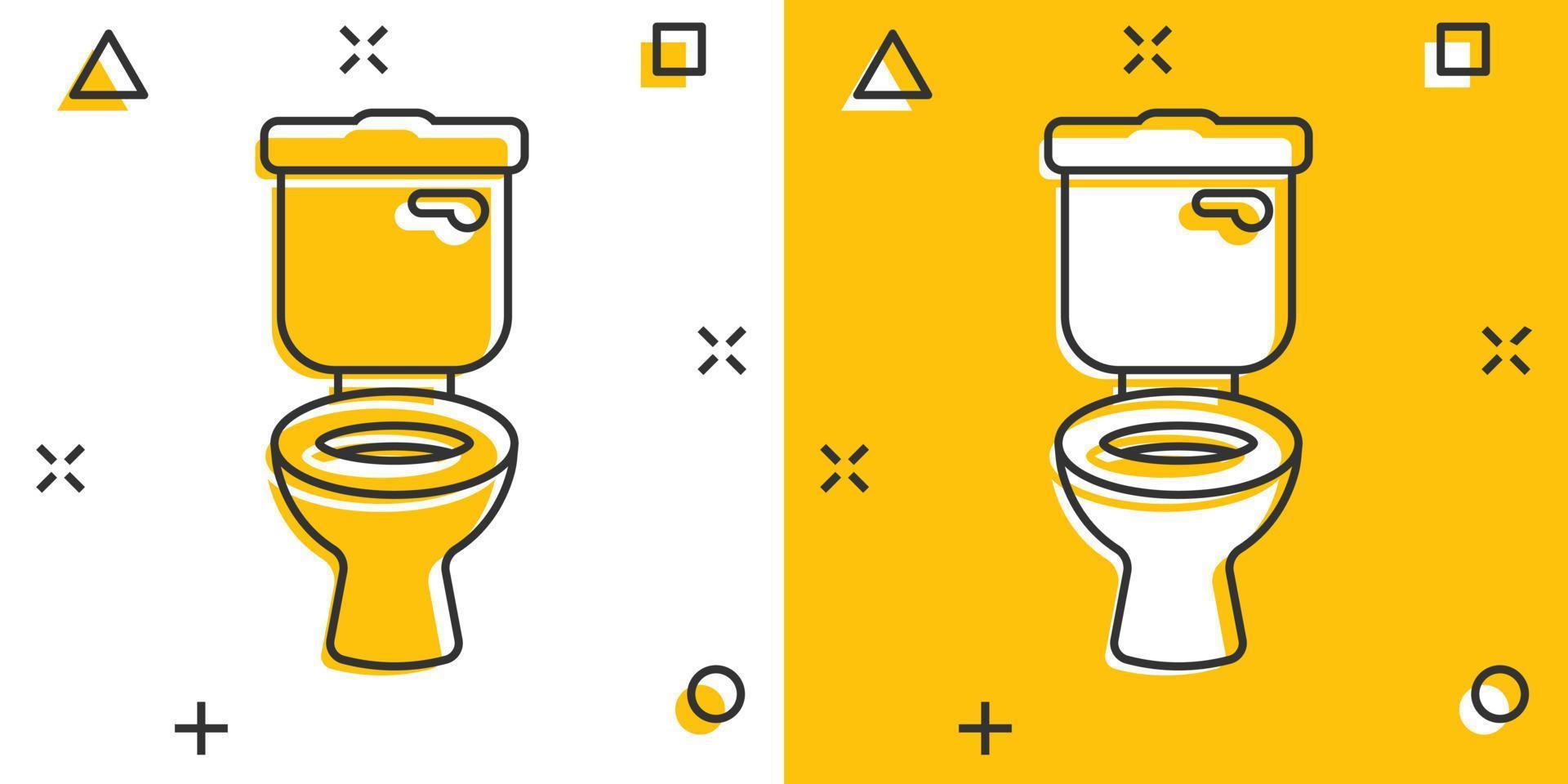 gabinetto ciotola icona nel comico stile. igiene cartone animato vettore illustrazione su isolato sfondo. bagno toilette spruzzo effetto cartello attività commerciale concetto.