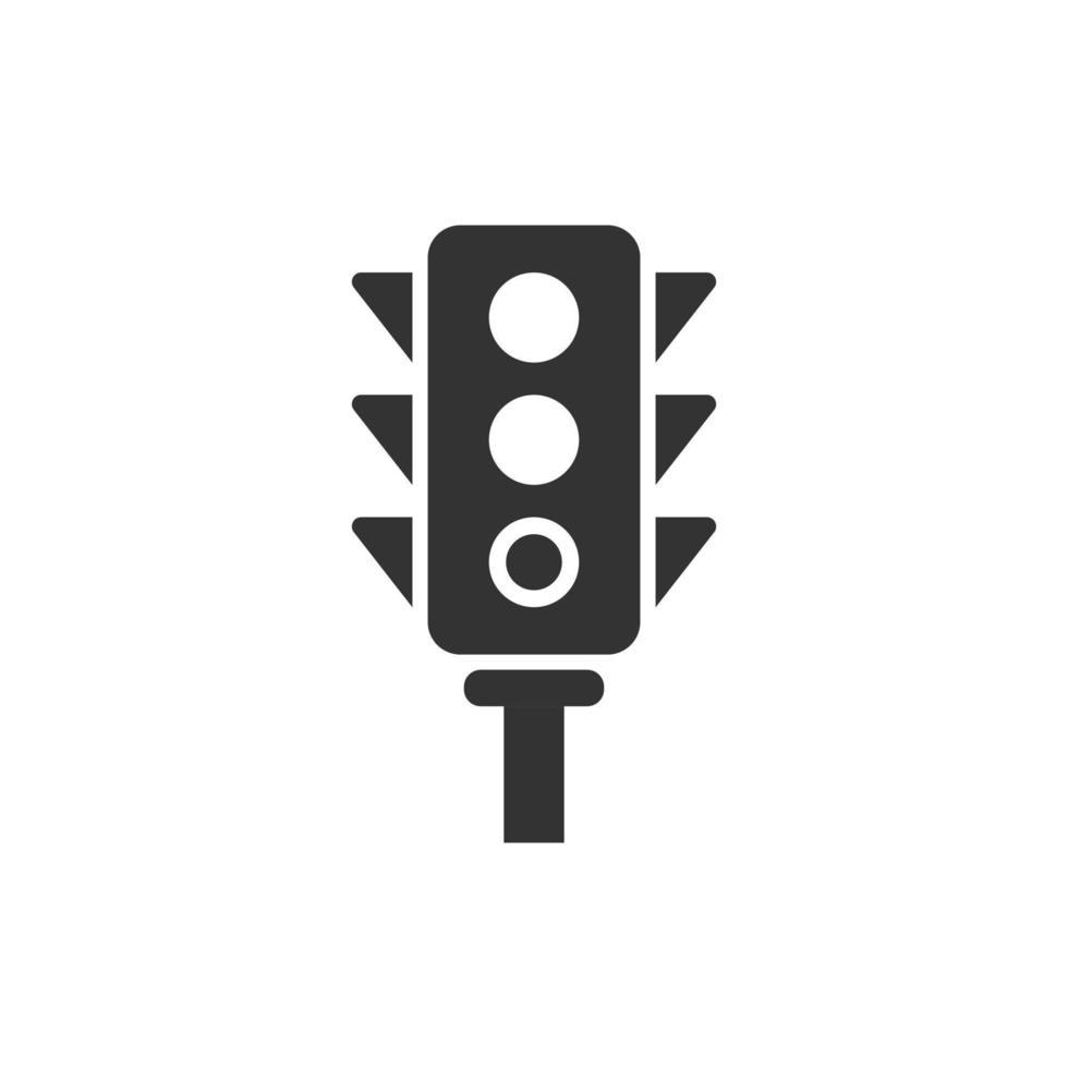 semaforo icona nel piatto stile. traffico leggero vettore illustrazione su bianca isolato sfondo. incrocio stradale attività commerciale concetto.