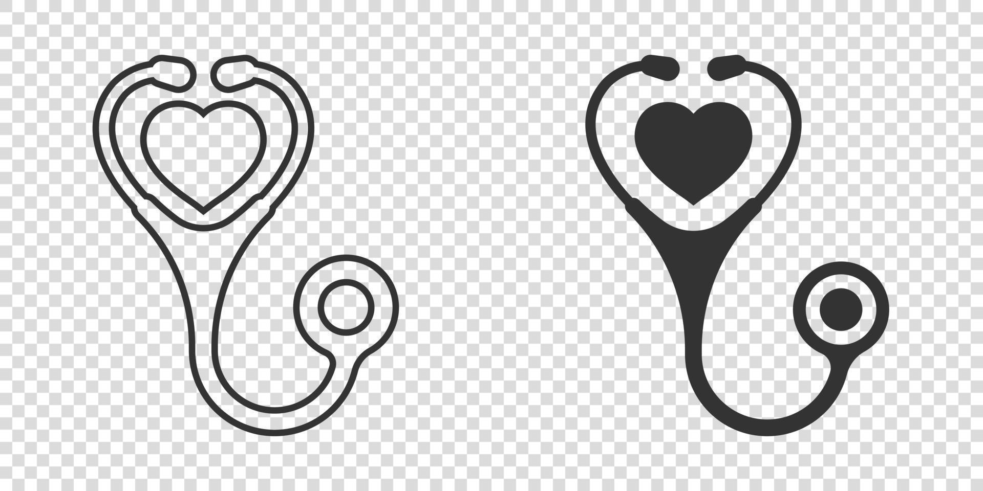 stetoscopio icona nel piatto stile. cuore diagnostico vettore illustrazione su isolato sfondo. medicina cartello attività commerciale concetto.