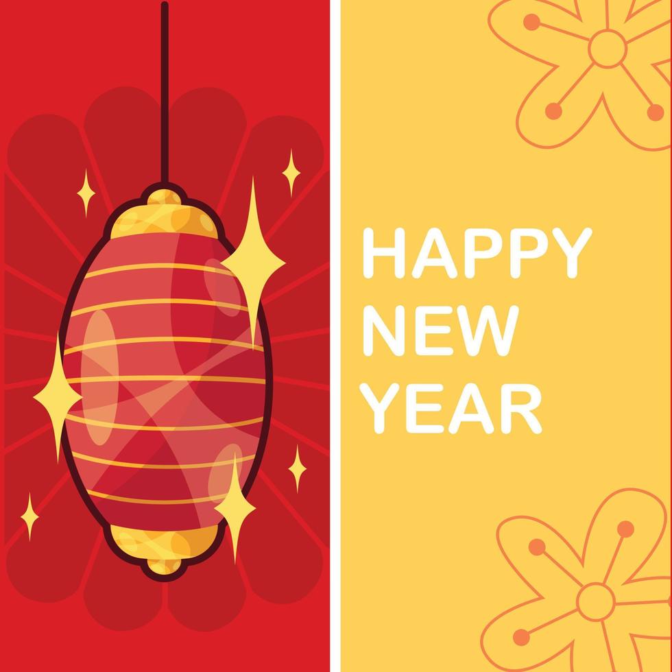 Cinese nuovo anno manifesto con carta lanterna vettore