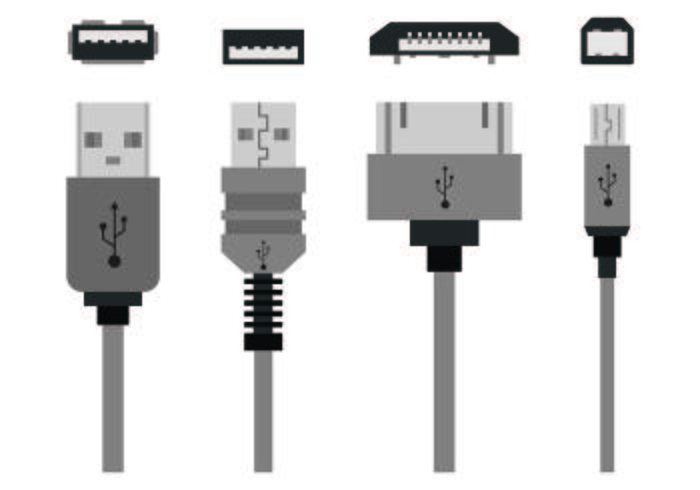 Set di icone di porte USB vettore