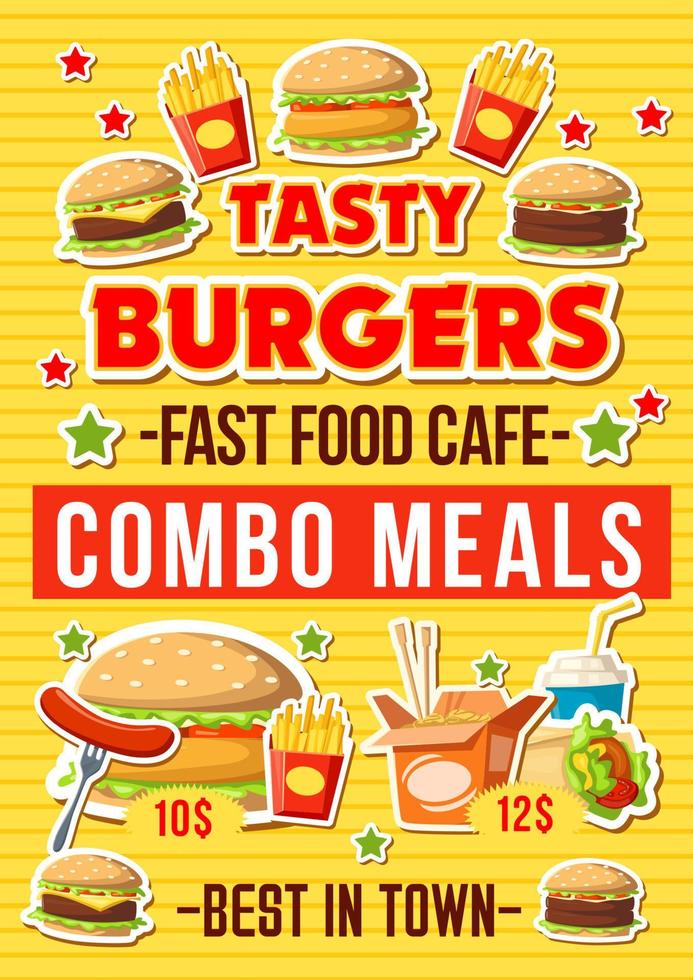 Fast food hamburger ristorante vettore menù