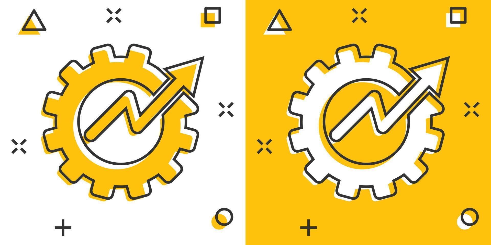 produttività icona nel comico stile. processi strategia cartone animato vettore illustrazione su isolato sfondo. SEO analitica spruzzo effetto cartello attività commerciale concetto.