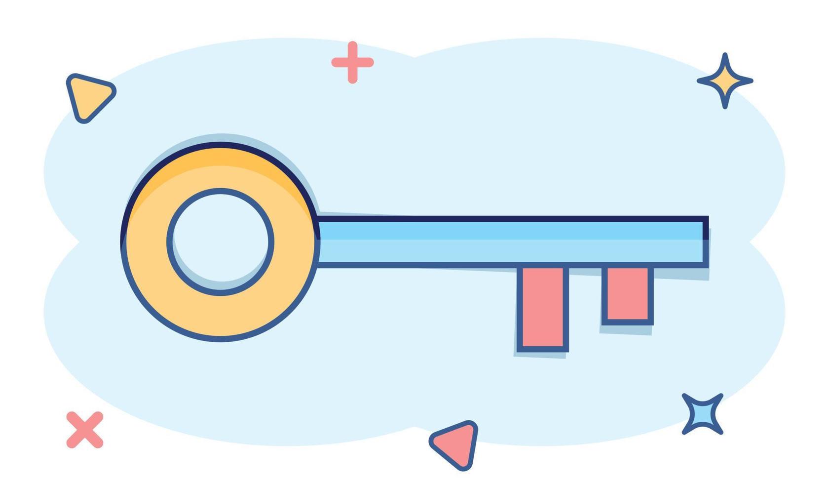 chiave icona nel comico stile. parola d'ordine cartone animato vettore illustrazione su bianca isolato sfondo. accesso spruzzo effetto attività commerciale concetto.