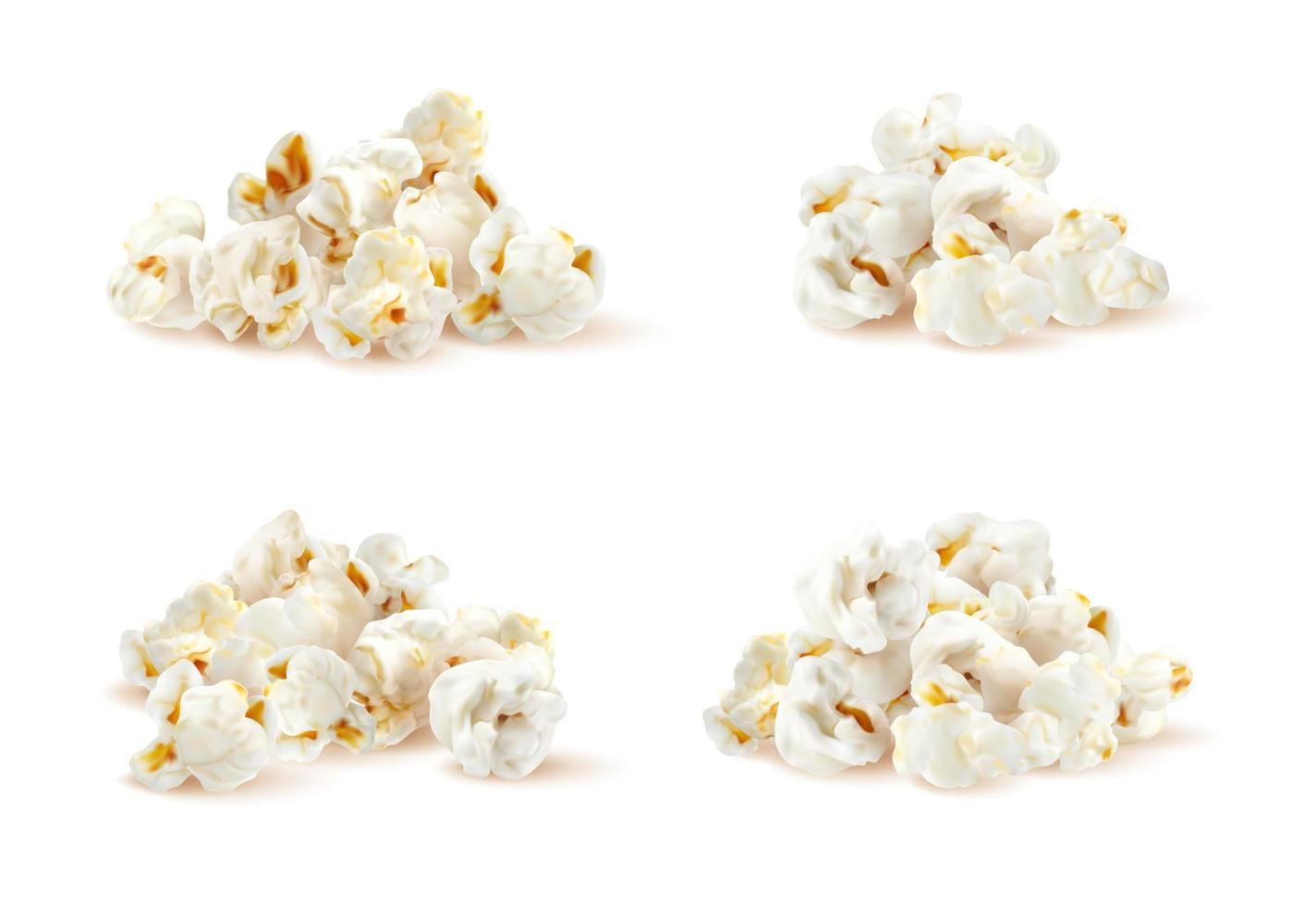 Popcorn pile, realistico pop Mais emorroidi isolato vettore