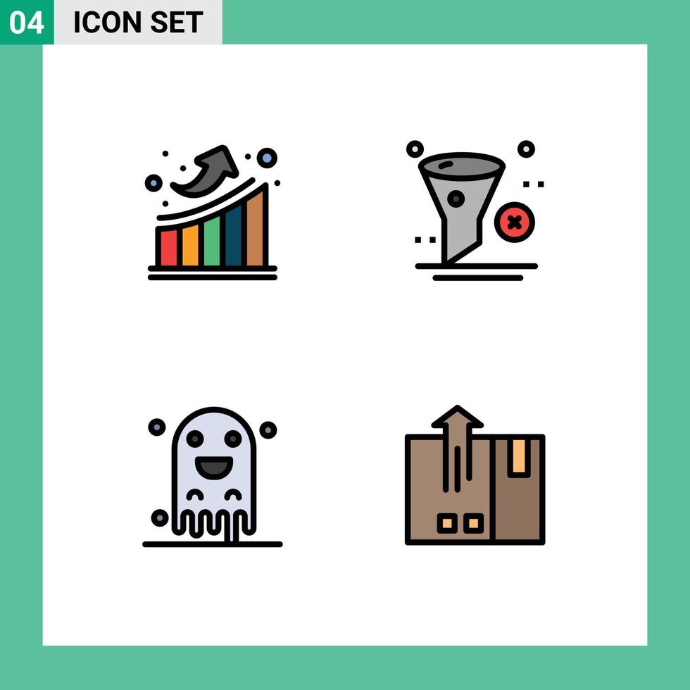 4 creativo icone moderno segni e simboli di grafico fantasma su filtro orrore modificabile vettore design elementi
