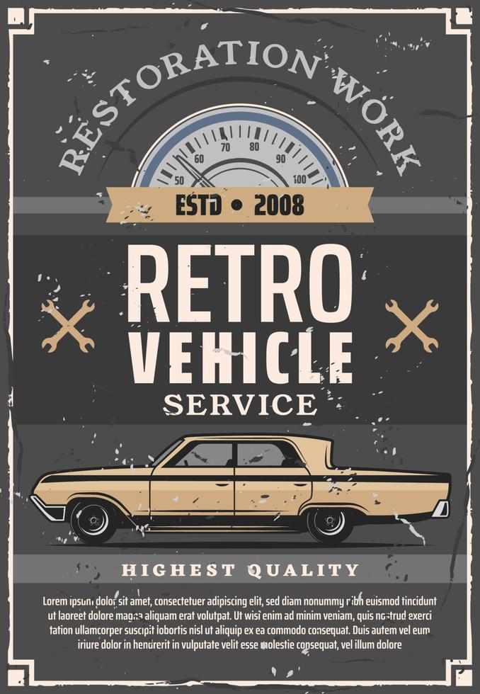 Vintage ▾ auto e meccanico attrezzo. auto riparazione servizio vettore