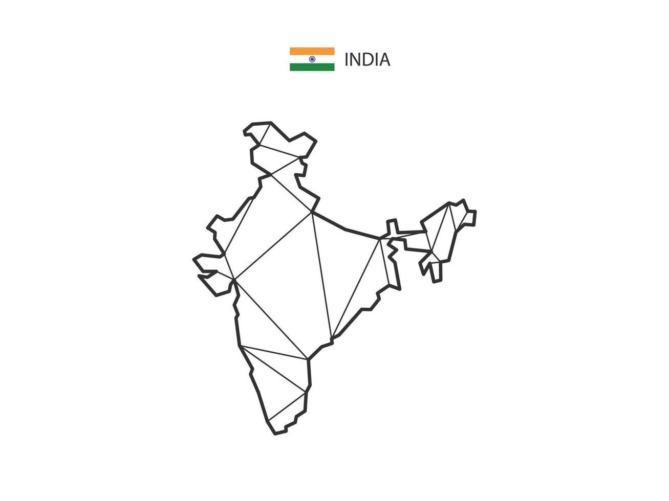 mosaico triangoli carta geografica stile di India isolato su un' bianca sfondo. astratto design per vettore. vettore