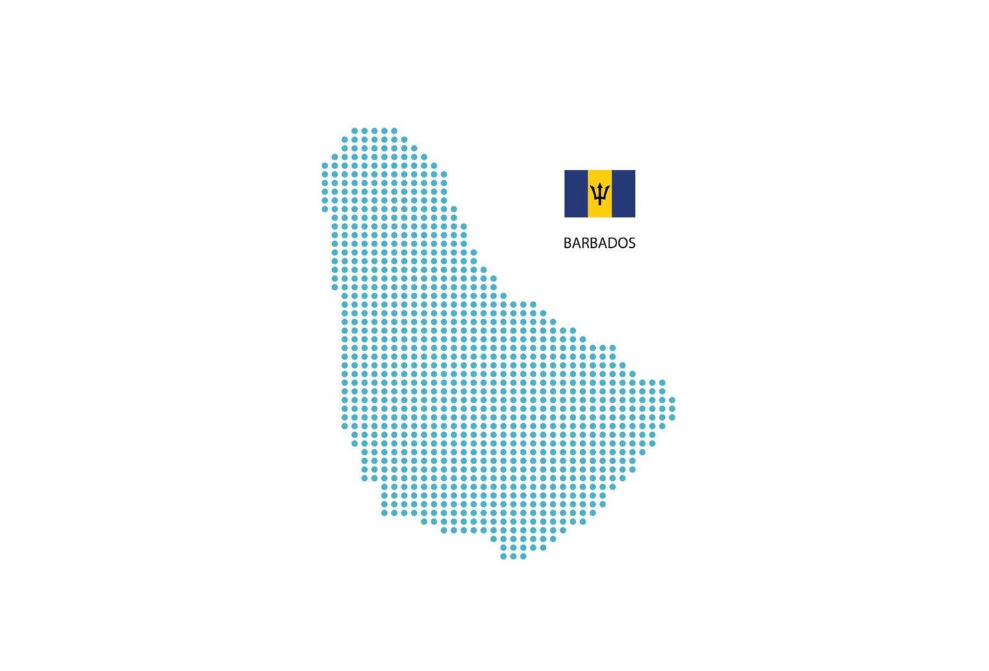 barbados carta geografica design blu cerchio, bianca sfondo con barbados bandiera. vettore