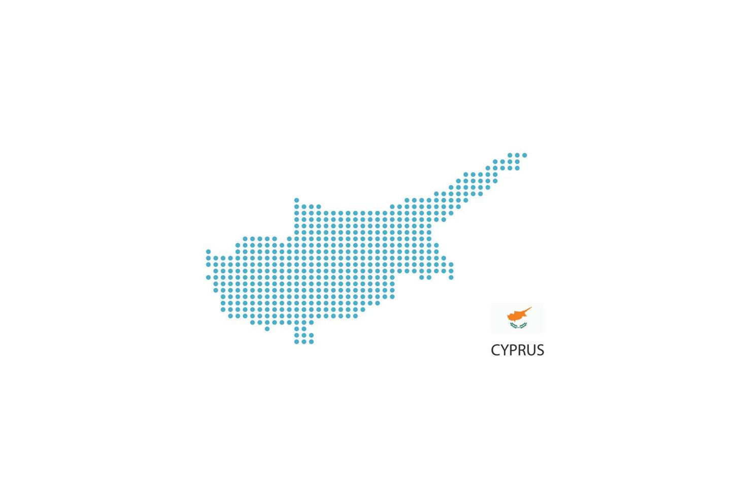 Cipro carta geografica design blu cerchio, bianca sfondo con Cipro bandiera. vettore