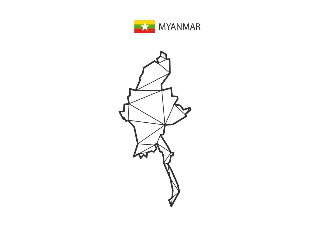 mosaico triangoli carta geografica stile di Myanmar isolato su un' bianca sfondo. astratto design per vettore. vettore