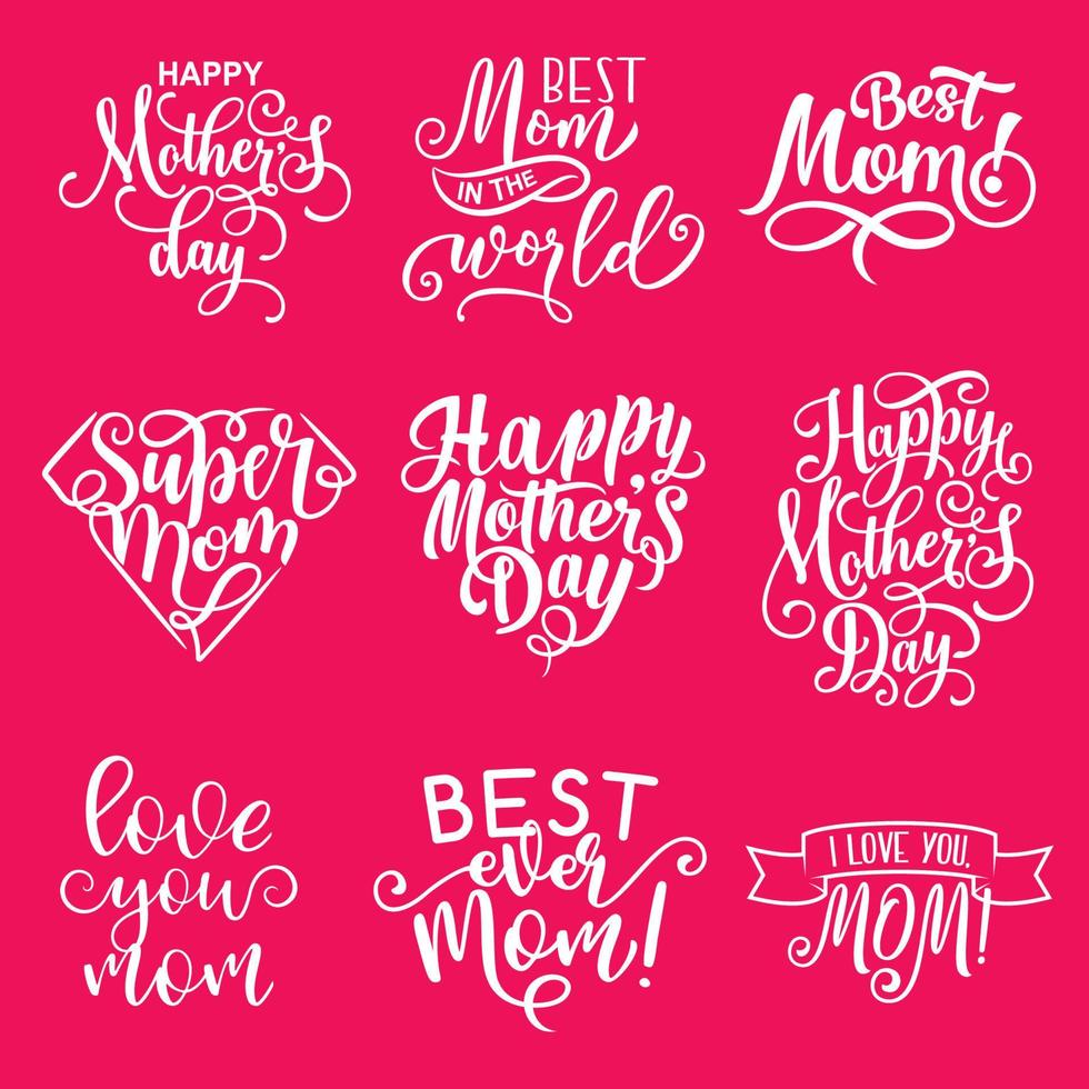 contento madre giorno lettering saluto carta design vettore