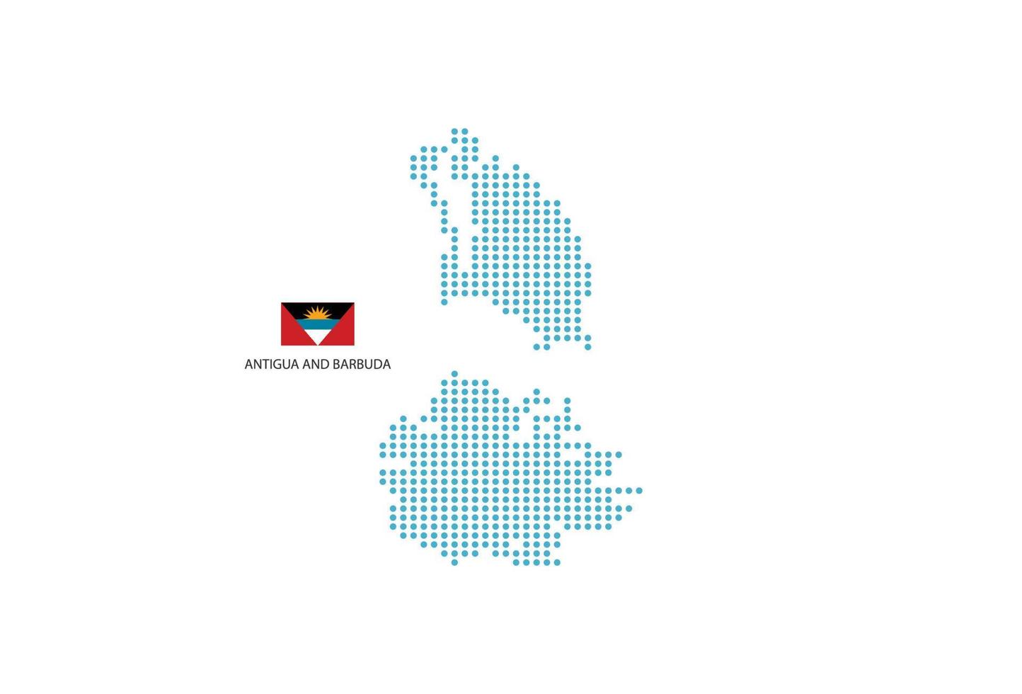 antigua e barbuda carta geografica design blu cerchio, bianca sfondo con antigua e barbuda bandiera. vettore
