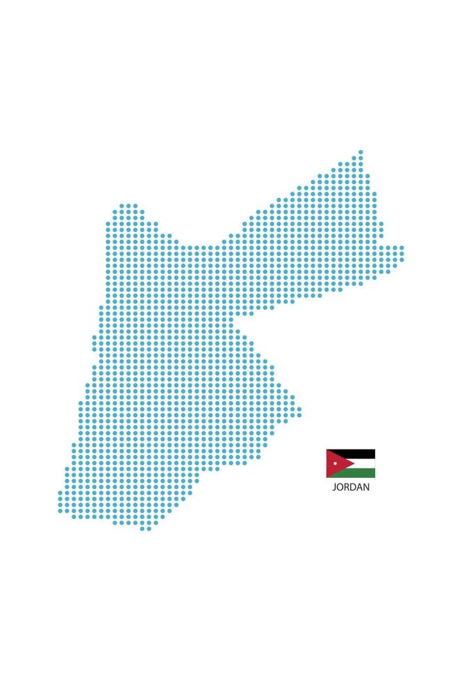 Giordania carta geografica design blu cerchio, bianca sfondo con Giordania bandiera. vettore