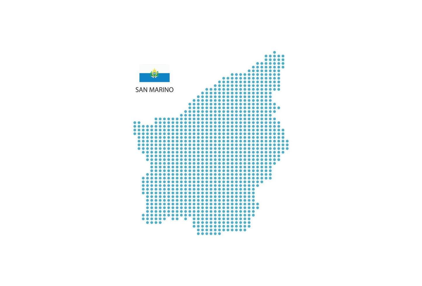 san Marino carta geografica design blu cerchio, bianca sfondo con san Marino bandiera. vettore