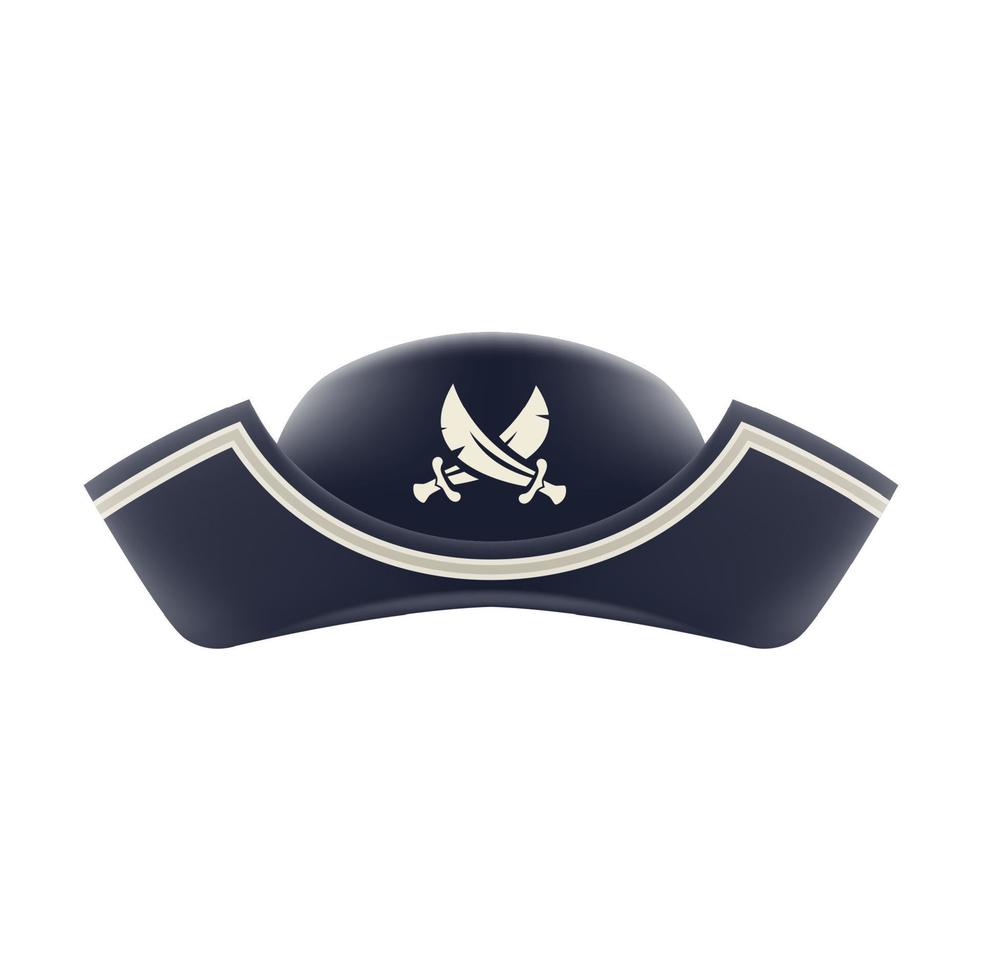 cartone animato pirata Capitano tricorno armato cappello isolato vettore