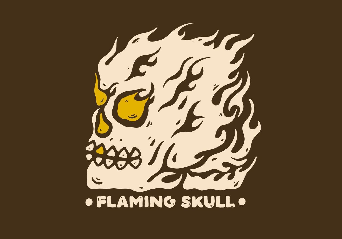 illustrazione design di cranio con fiammeggiante fuoco vettore