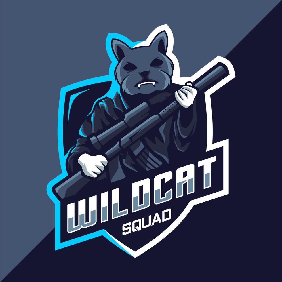 gatti selvatici squadra esport logo design vettore