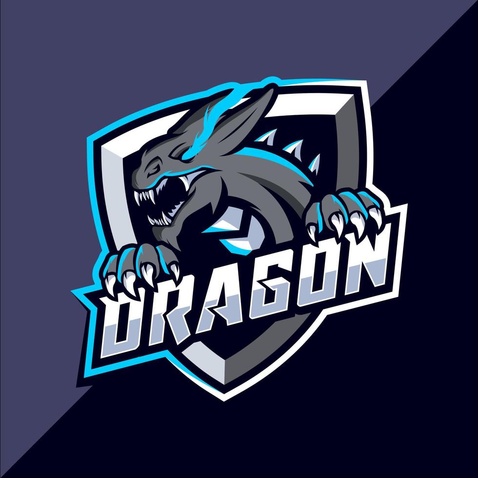 Drago squadra esport portafortuna logo design vettore