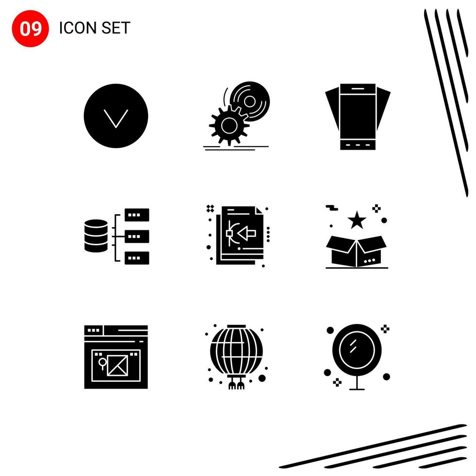 impostato di 9 moderno ui icone simboli segni per bezier base dispositivo server inclinazione modificabile vettore design elementi