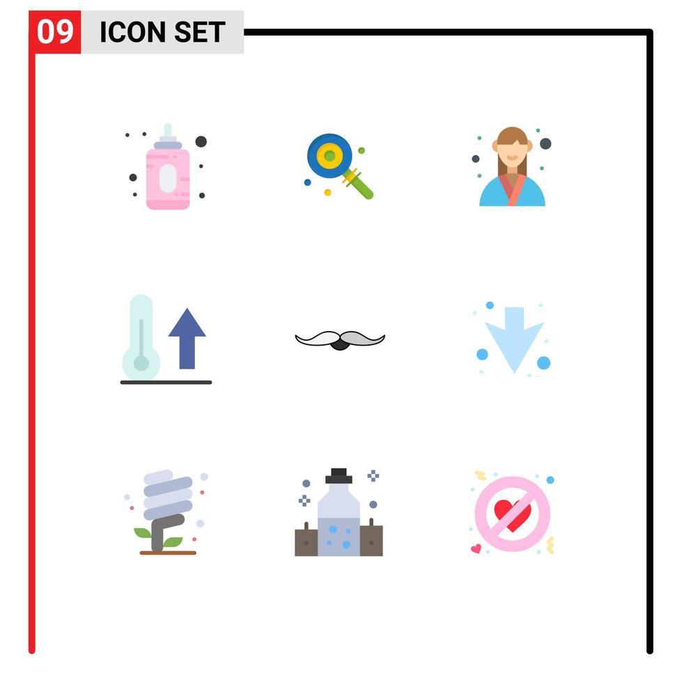 9 universale piatto colori impostato per ragnatela e mobile applicazioni baffi termometro evento natura clima modificabile vettore design elementi