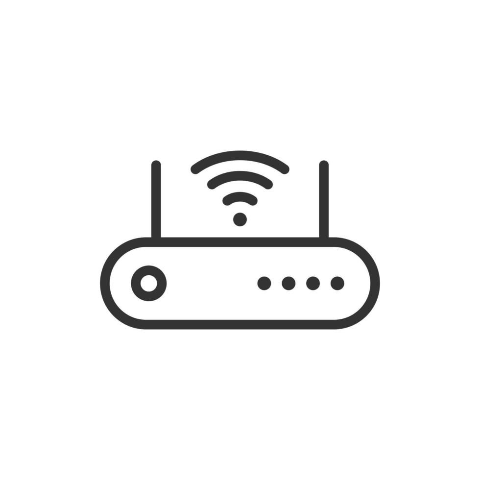 Wi-Fi router icona nel piatto stile. banda larga vettore illustrazione su bianca isolato sfondo. Internet connessione attività commerciale concetto.