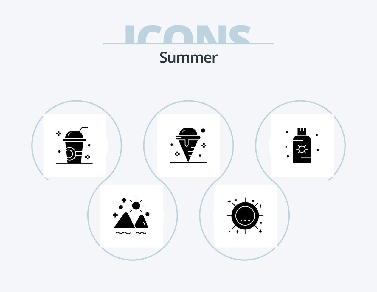 estate glifo icona imballare 5 icona design. Ghiaccio. crema. luce del sole. estate. ghiaccio vettore
