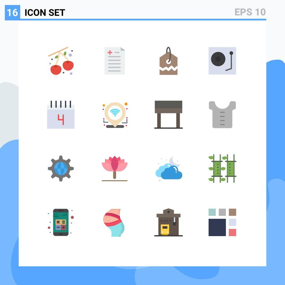mobile interfaccia piatto colore impostato di 16 pittogrammi di scuola formazione scolastica etichetta calendario piatto modificabile imballare di creativo vettore design elementi