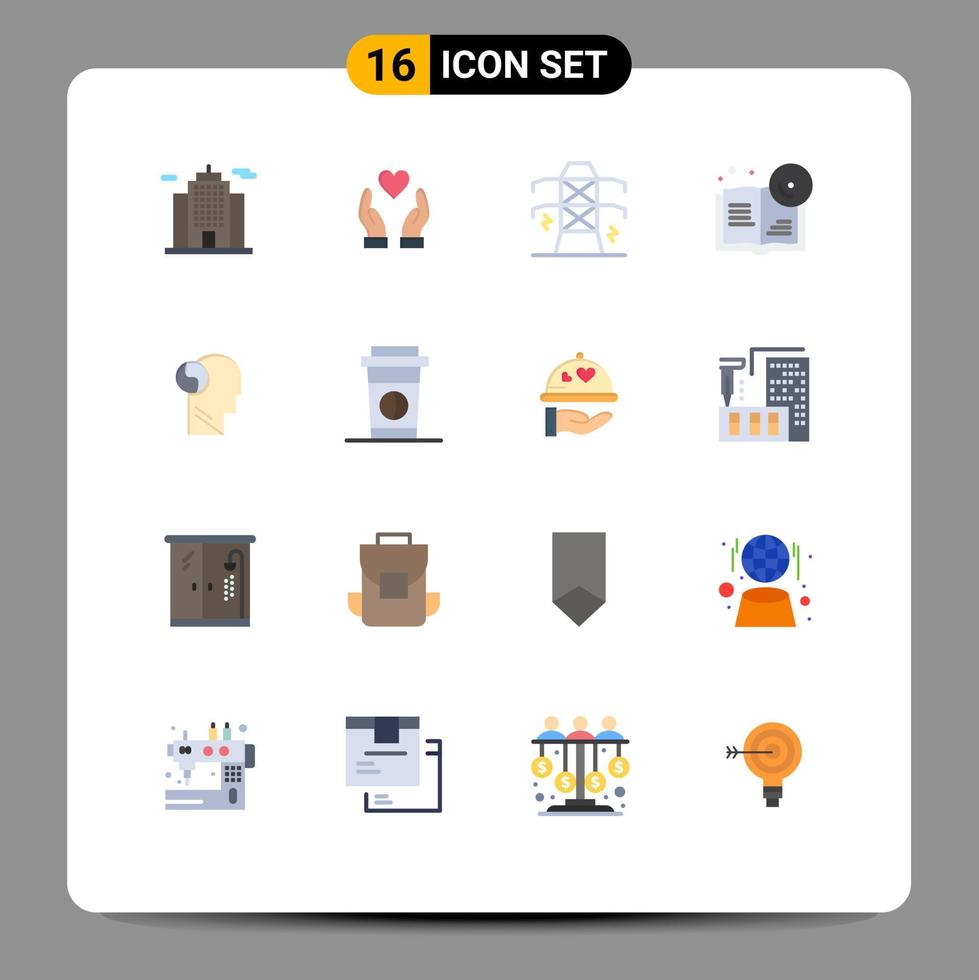 16 universale piatto colori impostato per ragnatela e mobile applicazioni mente brian energia svg formazione scolastica modificabile imballare di creativo vettore design elementi