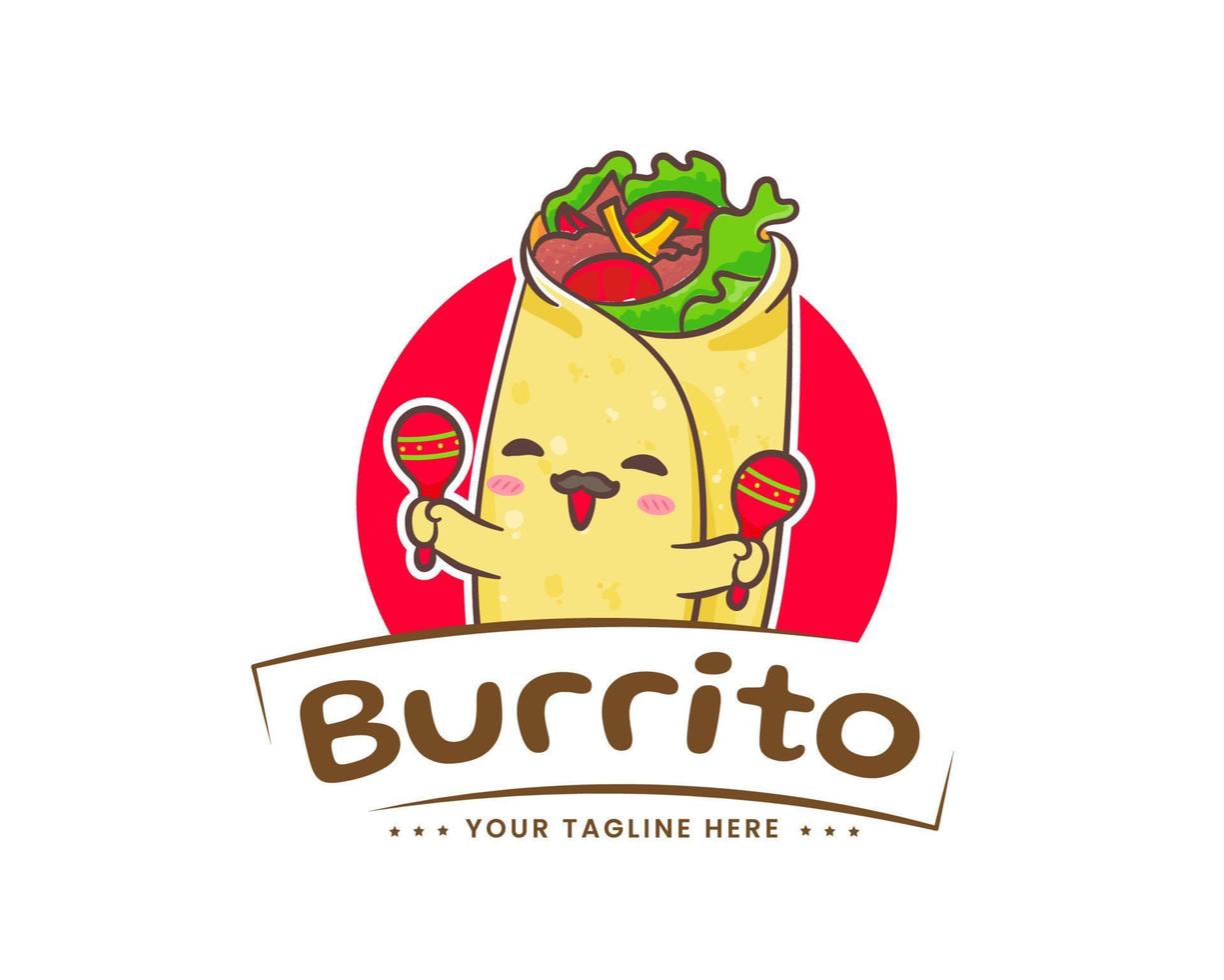 burritos Tenere cucchiaio. messicano tradizionale strada cibo. carino burritos vettore mostrando contento viso Tenere cucchiaio.