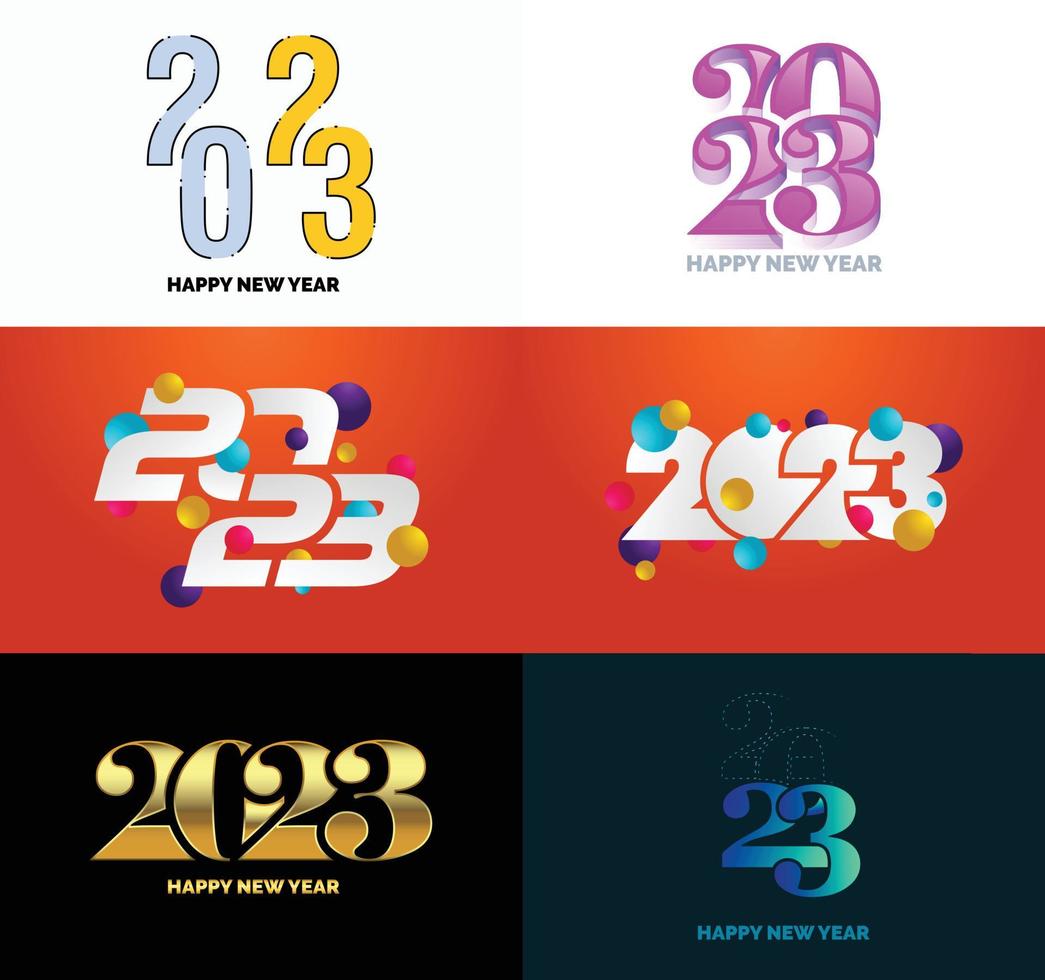 grande impostato di 2023 contento nuovo anno logo testo design 2023 numero design modello vettore