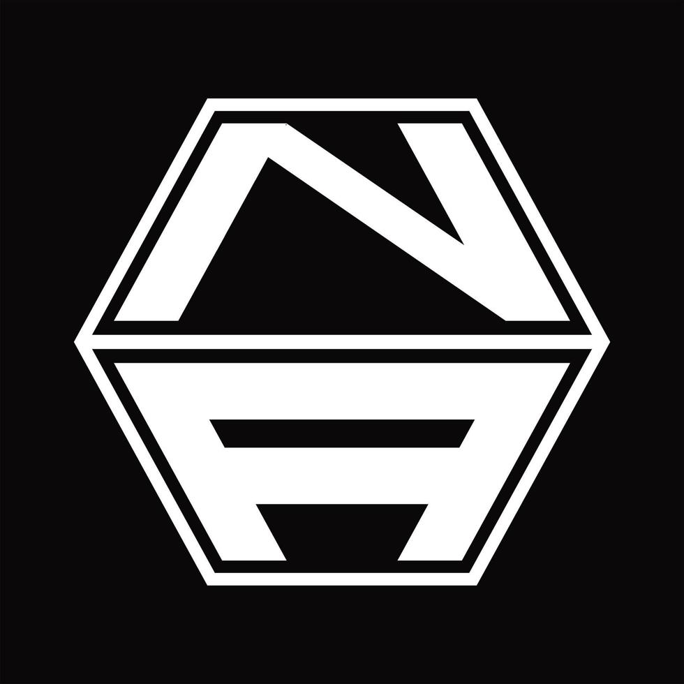 n / A logo monogramma con esagono forma su e giù design modello vettore