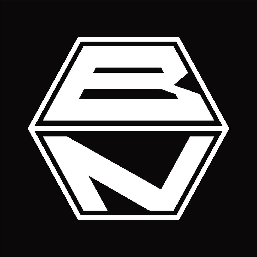 bn logo monogramma con esagono forma su e giù design modello vettore