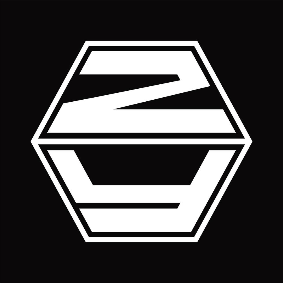 zy logo monogramma con esagono forma su e giù design modello vettore
