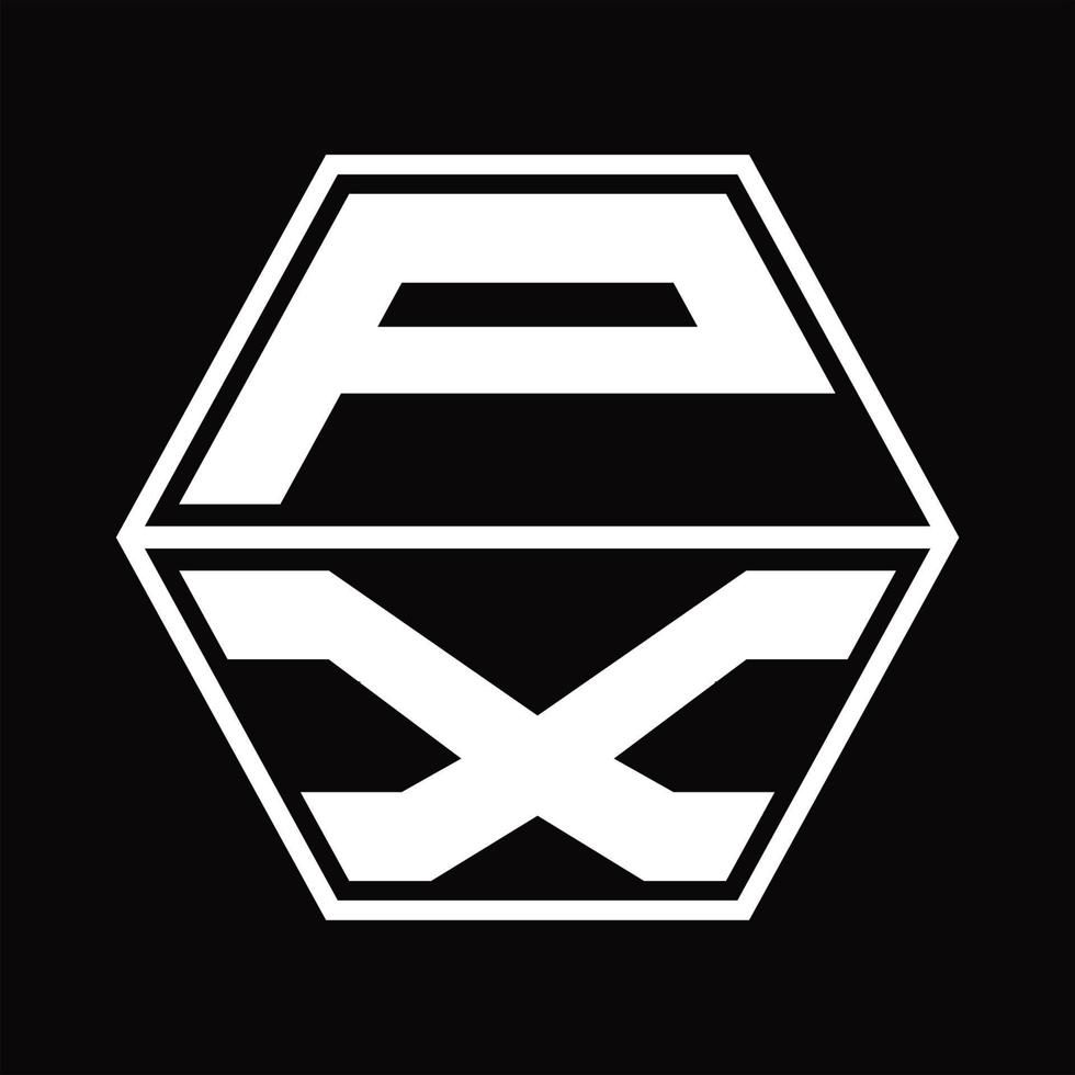 px logo monogramma con esagono forma su e giù design modello vettore