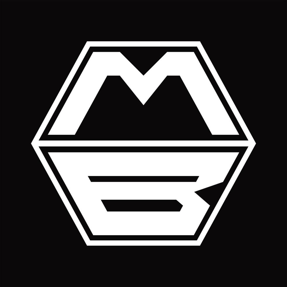 mb logo monogramma con esagono forma su e giù design modello vettore