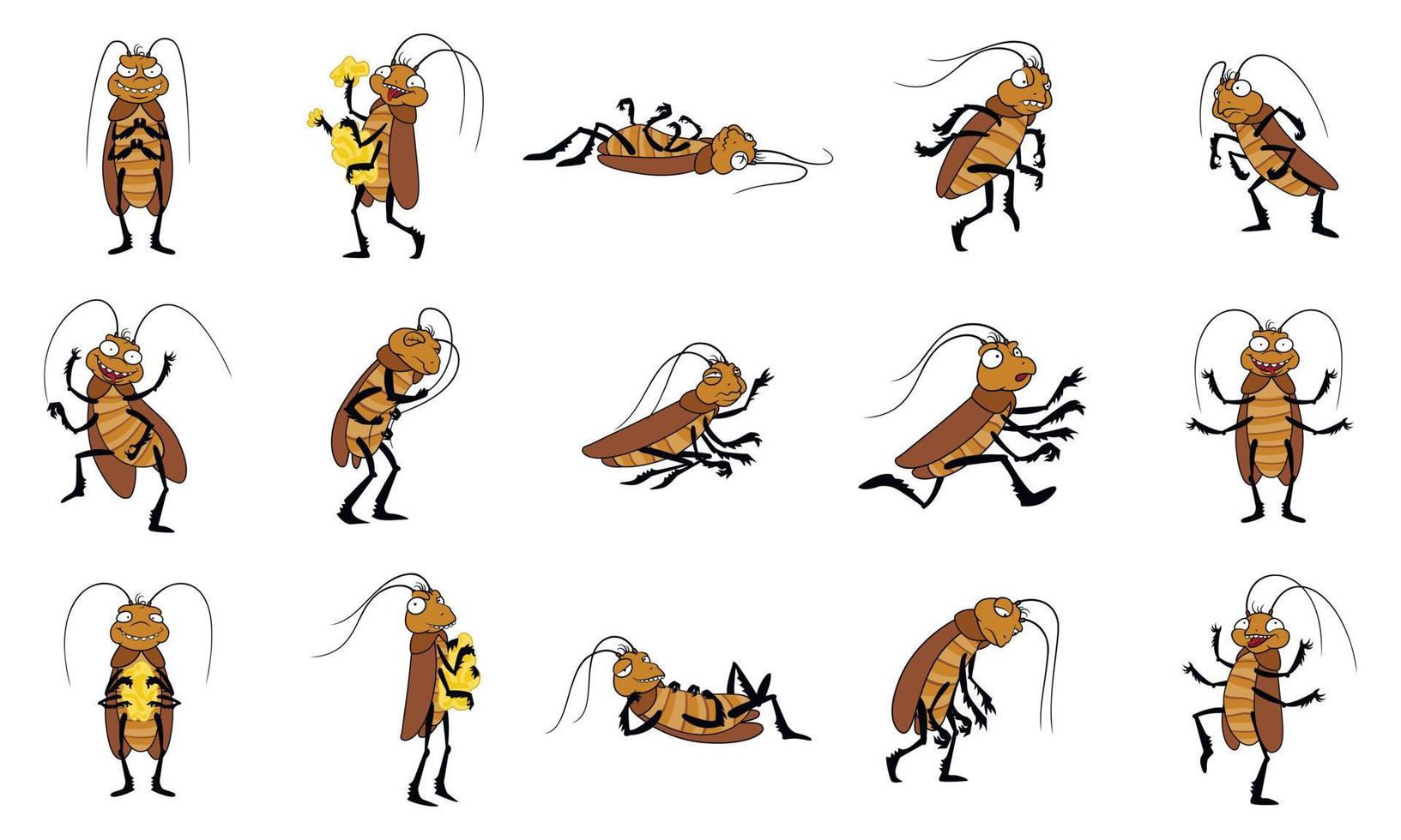 scarafaggio icone impostato cartone animato vettore. scarafaggio scarafaggio vettore