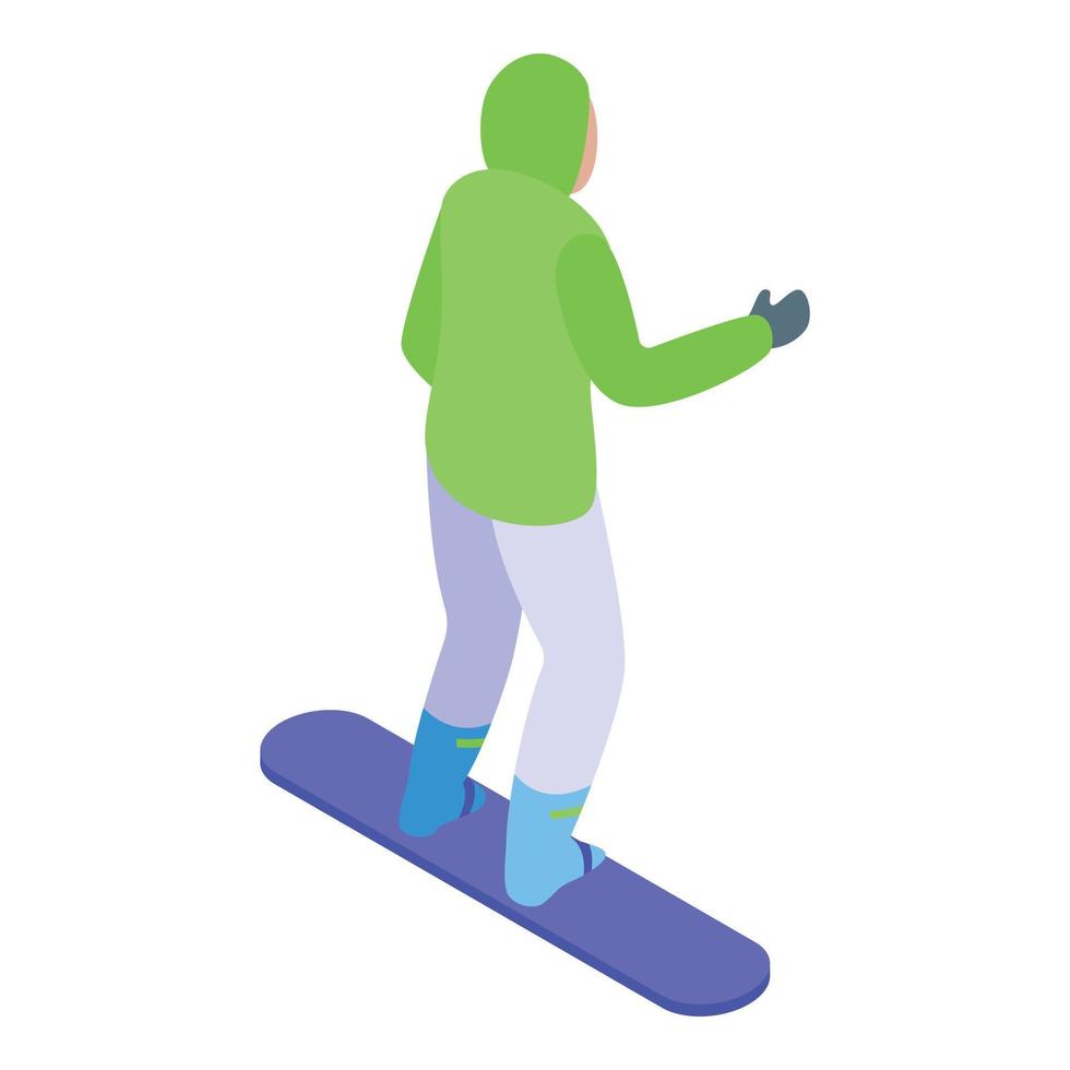 attivo snowboard icona isometrico vettore. sport scuola vettore