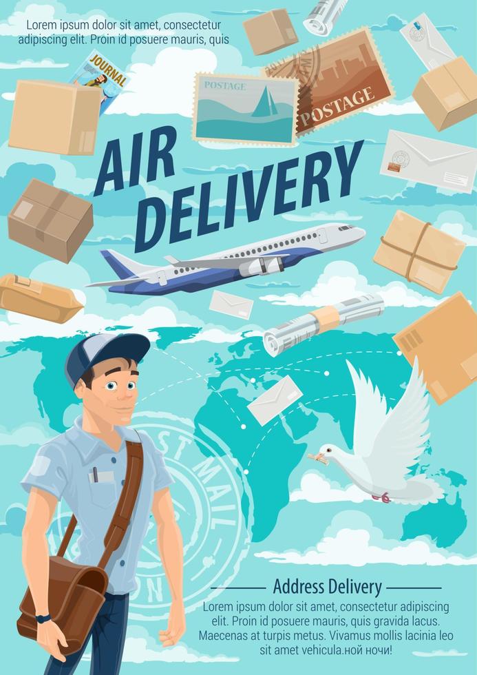 aria posta consegna, postino e aereo vettore