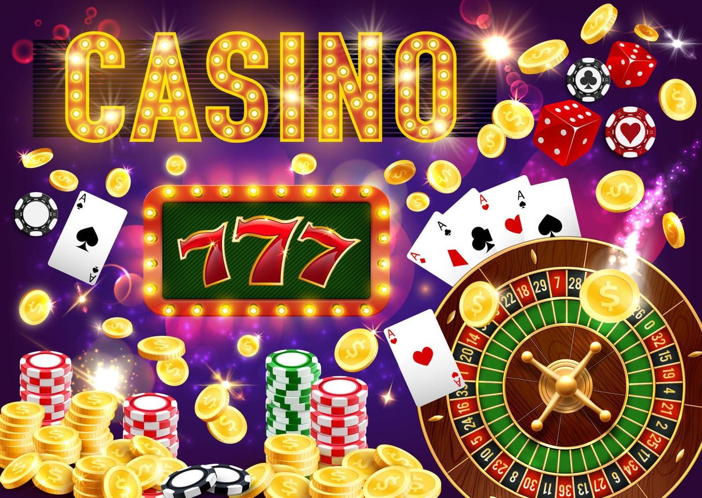 gioco d'azzardo Giochi e casinò, roulette e poker vettore